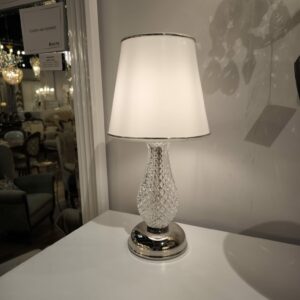 lampka kryształowa srebrna 288 2 z kloszem z tworzywa
