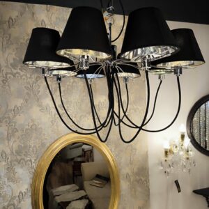 34045 Lampa sufitowa, czarne klosze, stelarz chrom (1)