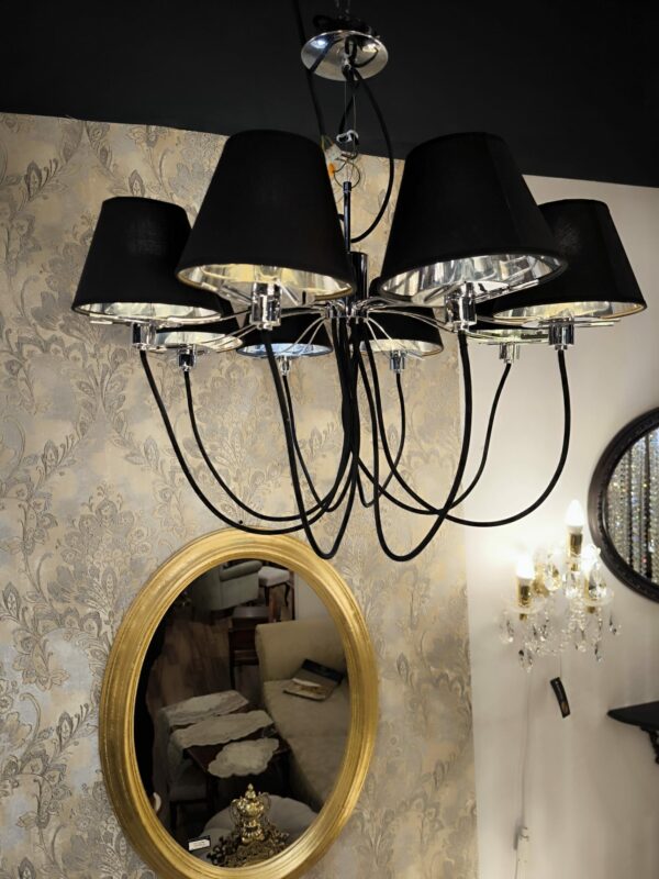 34045 Lampa sufitowa, czarne klosze, stelarz chrom (1)