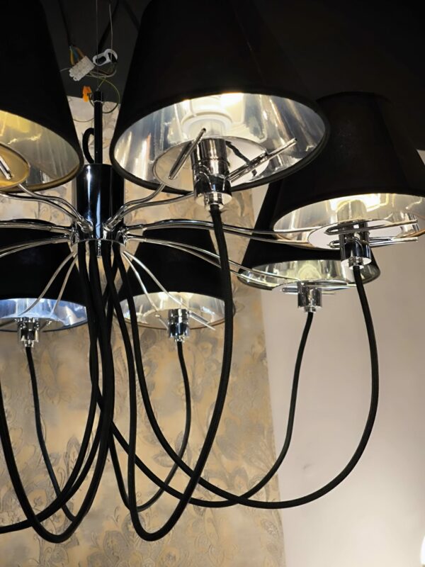 34045 Lampa sufitowa, czarne klosze, stelarz chrom (2)