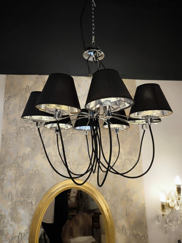 34045 Lampa sufitowa, czarne klosze, stelarz chrom (3)