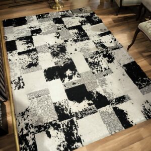 Dywan Glory 160x230 mozaika czarno szaro biała (3)