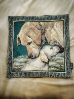 poduszka z motywem psów gobelinowa, tył z tkaniny welurowej (1)