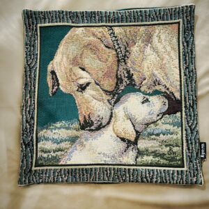 poduszka z motywem psów gobelinowa, tył z tkaniny welurowej (1)