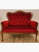 Sofa 551 K w czerwonym pluszu pikowana