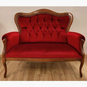 Sofa 551 K w czerwonym pluszu pikowana